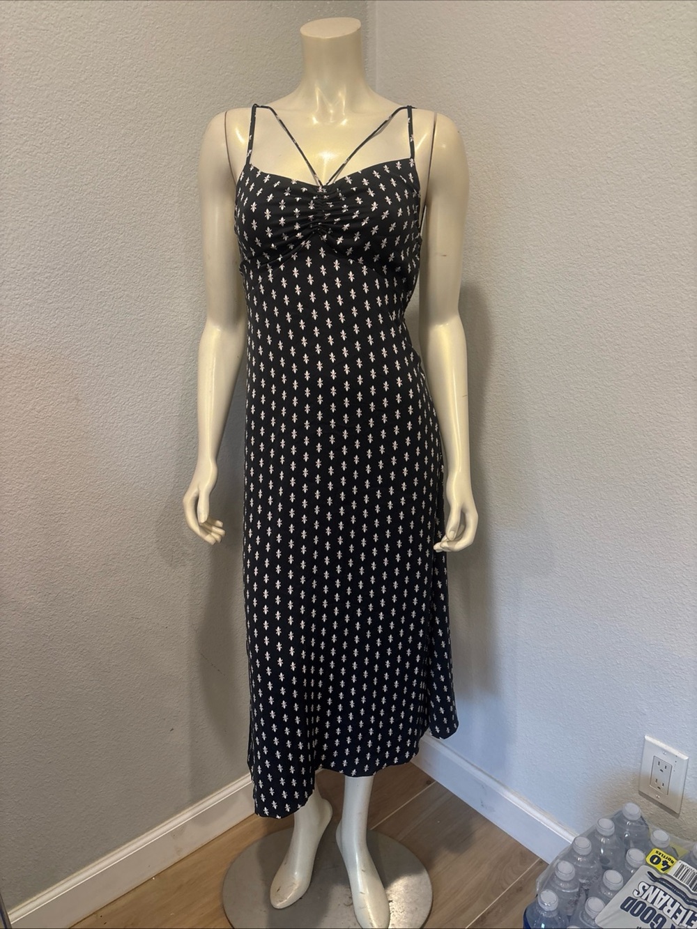 FREE PEOPLE Sz 2 PHOENIX PRINTED MAXI MIDI SLIP DRESS Beachy Casual